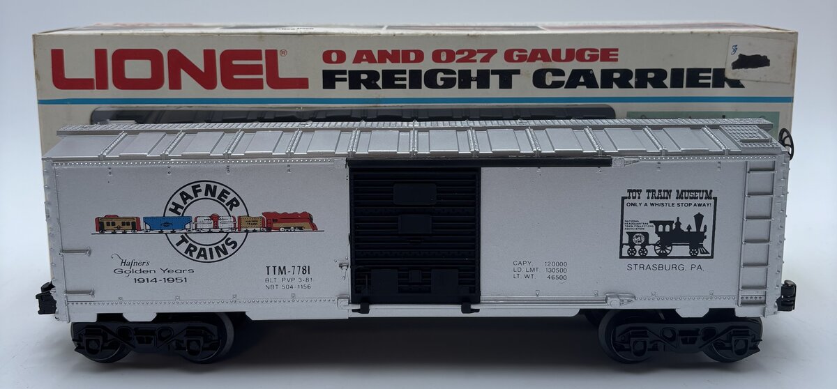 Lionel 6-7781 O Gauge TCA Hafner Museum Boxcar EX/Box