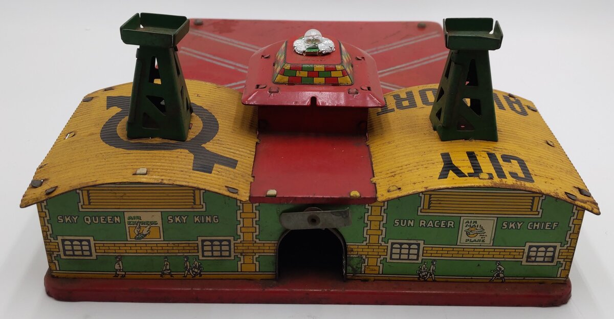 Marx Prewar 1930's Tin Plate Sky Way 'Main Street Airport' VG