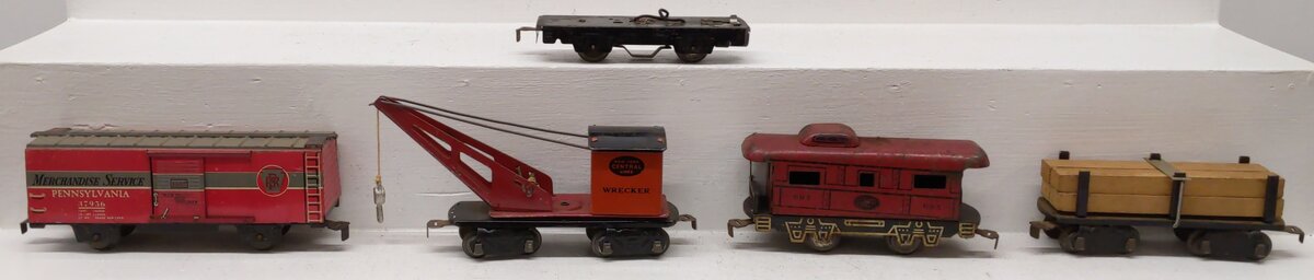 Marx O Gauge Prewar Tin Plate Freight Cars #37956,550,694,563 [5] VG
