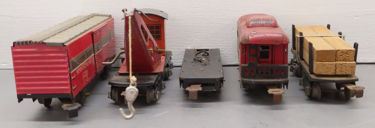 Marx O Gauge Prewar Tin Plate Freight Cars #37956,550,694,563 [5] VG