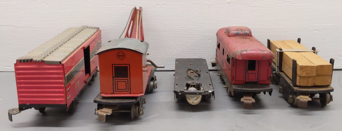 Marx O Gauge Prewar Tin Plate Freight Cars #37956,550,694,563 [5] VG