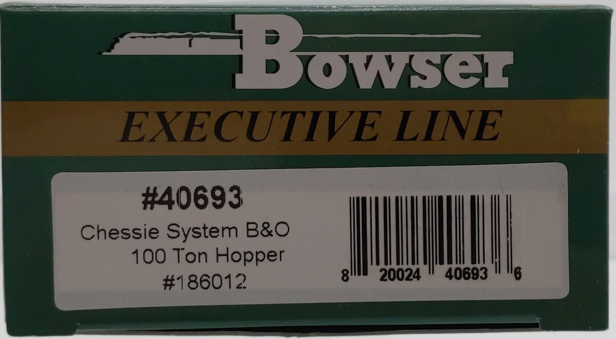 Bowser 40693 HO Scale Chessie/B&O 100T Hopper Car #186012 LN/Box