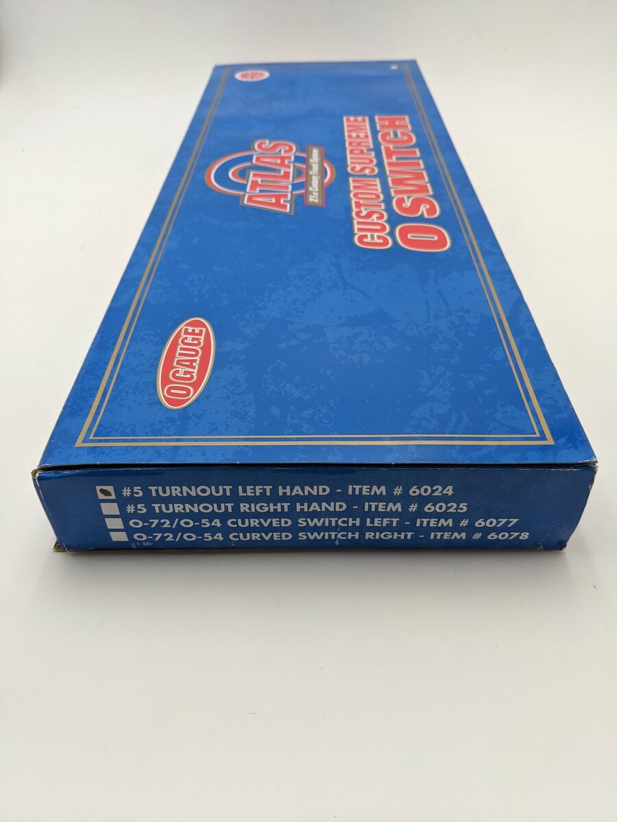 Atlas 6024 O Gauge Nickel Silver Left Hand Remote Switch Turnout #5 EX/Box