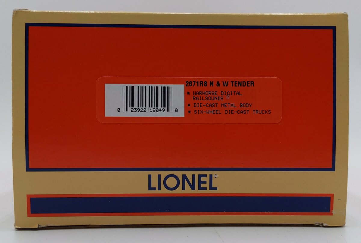 Lionel 2671RS O Gauge Norfolk & Western Tender w/ Warhorse Digital Railsounds EX/Box
