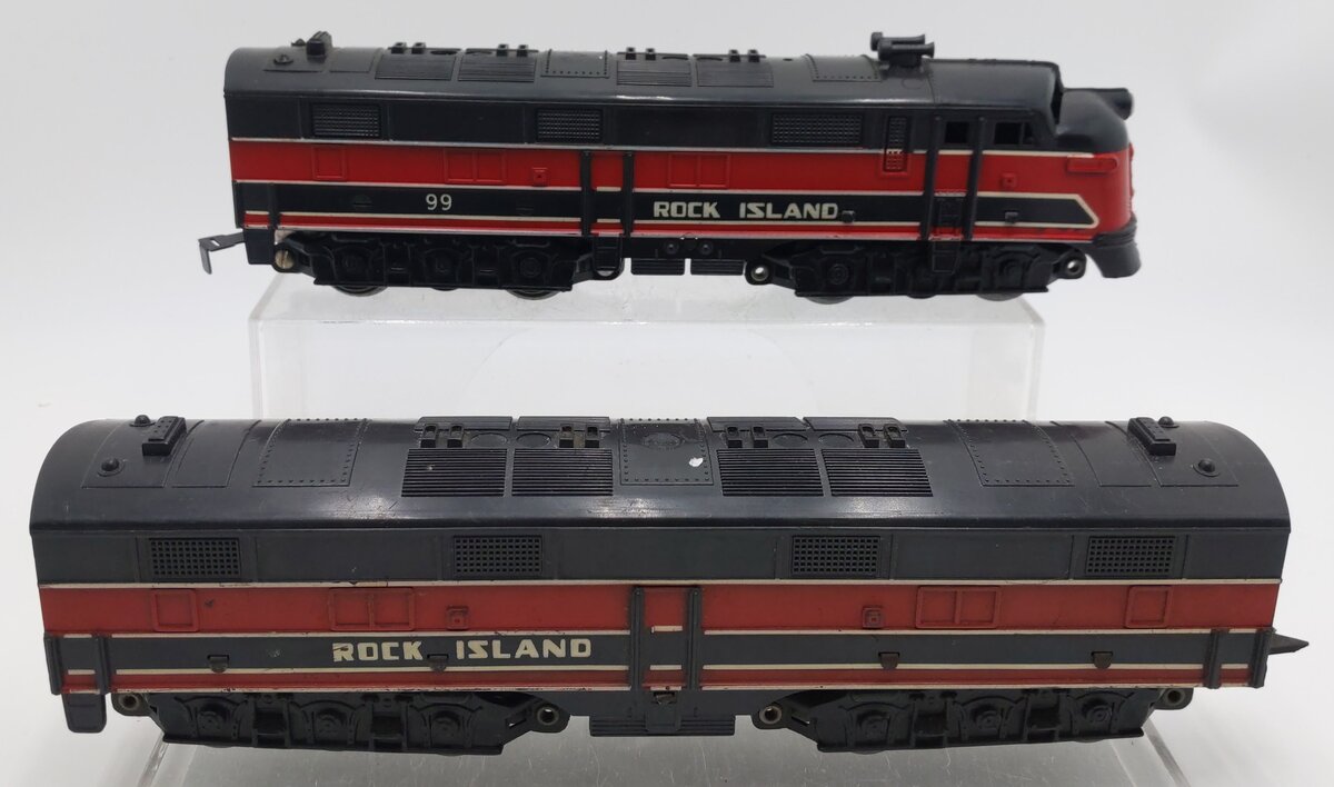 Marx 99 Vintage O Gauge Rock Island EMD E7 AB Diesel Locomotive Set VG