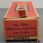 Lionel 3356 Vintage O Santa Fe Operating Horse Platform & Car VG/Box