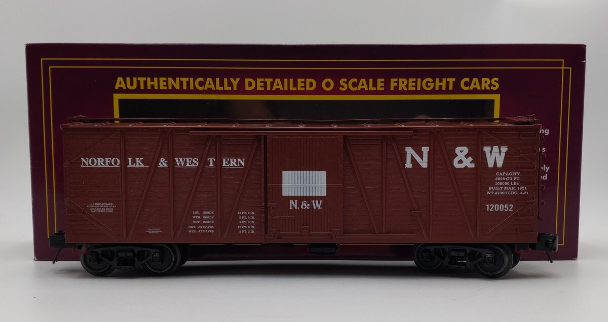 MTH 20-93957 O Norfolk & Western 40' Single Sheathed Boxcar #120052 EX/Box