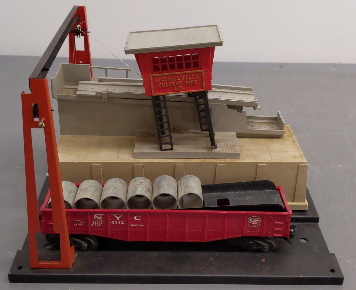 Lionel 345 Vintage O Motorized Culvert Unloader with Car VG