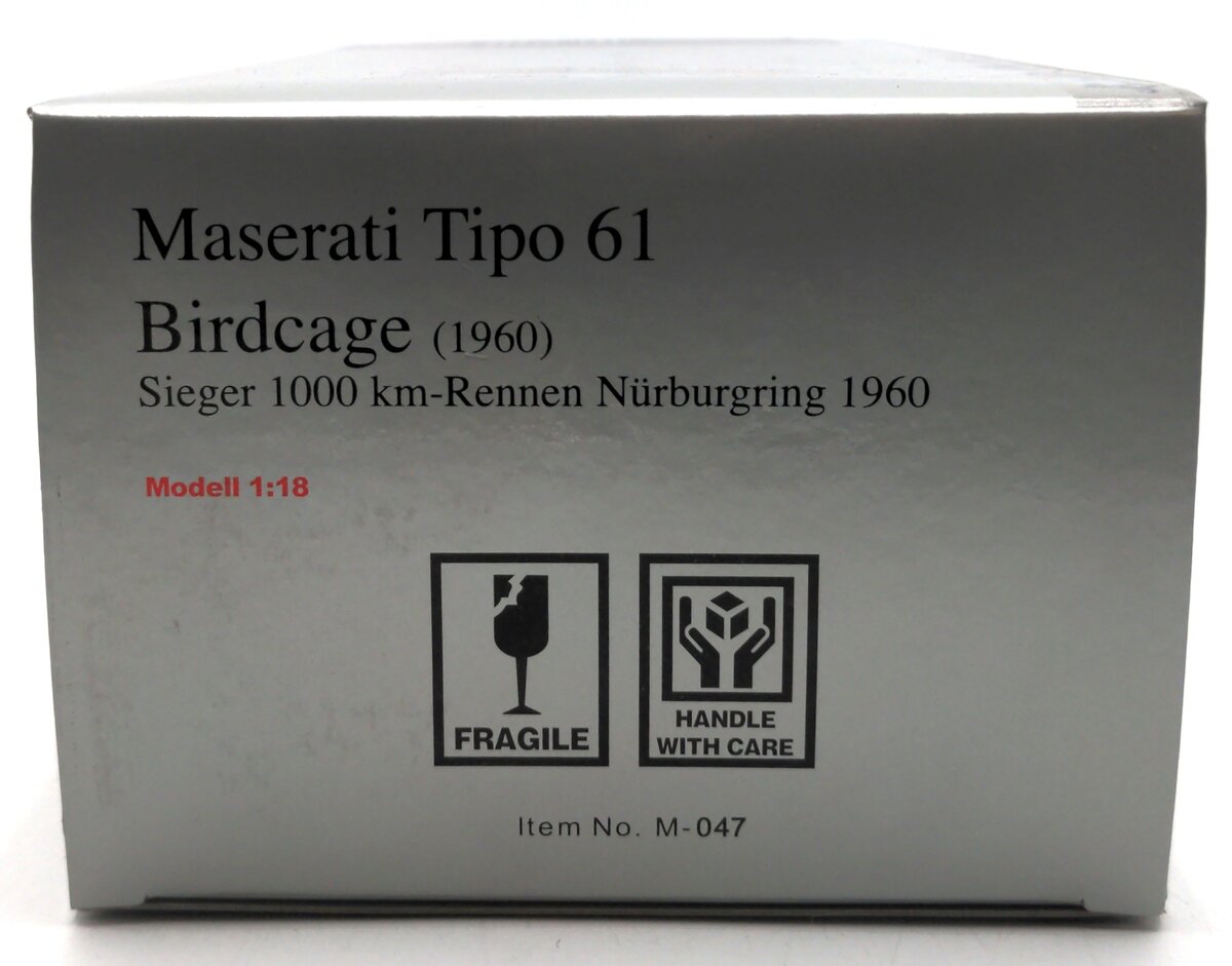 CMC M-047 1:18 Scale Maserati Tipo 61 Birdcage 1960 Sieger 1000 Diecast Model LN/Box
