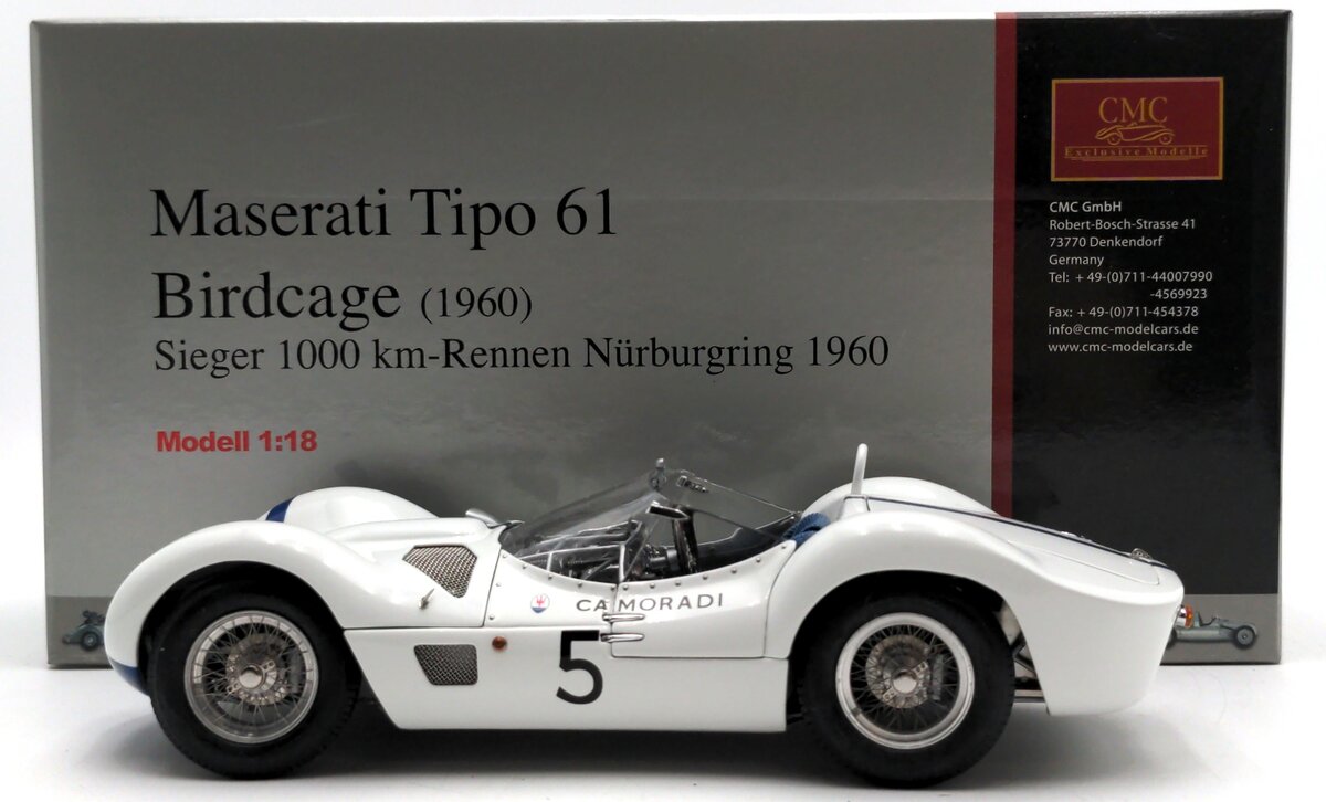 CMC M-047 1:18 Scale Maserati Tipo 61 Birdcage 1960 Sieger 1000 Diecast Model LN/Box