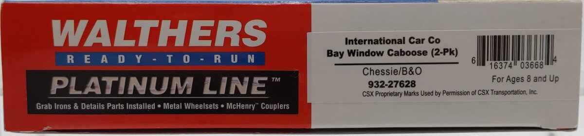 Walthers 932-27628 HO Scale International Car Co Bay Window Caboose (Set of 2) LN/Box