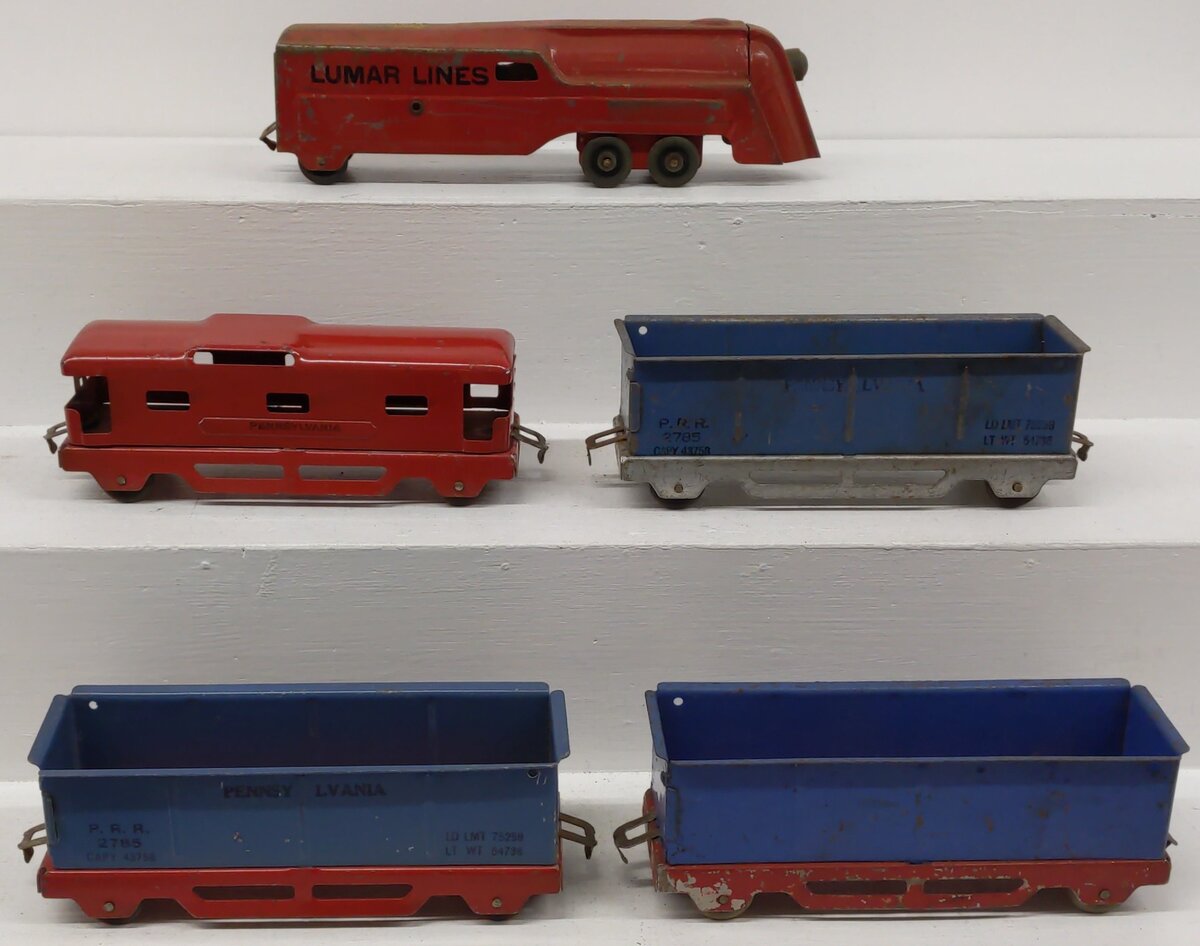 Lumar Lines Vintage Pressed Steel Passenger Set VG