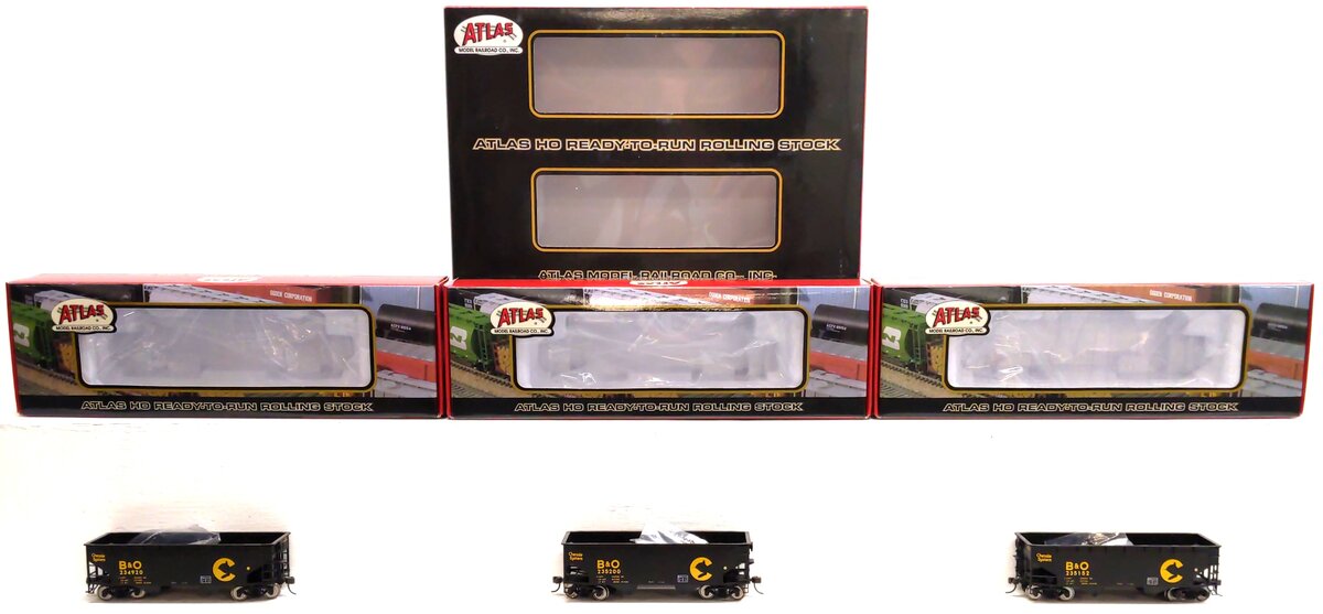 Atlas 1105 HO Scale Chessie/B&O Offset Side Hopper w/Flat End (Pack of 3) LN/Box