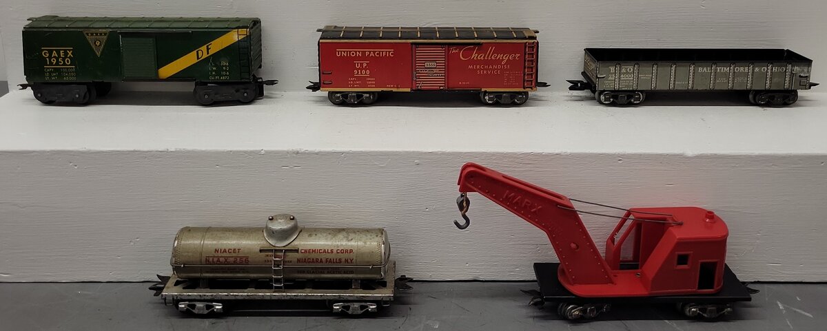 Marx O Gauge Vintage Freight Cars #254000,256,1950,9100,3550 [5] VG