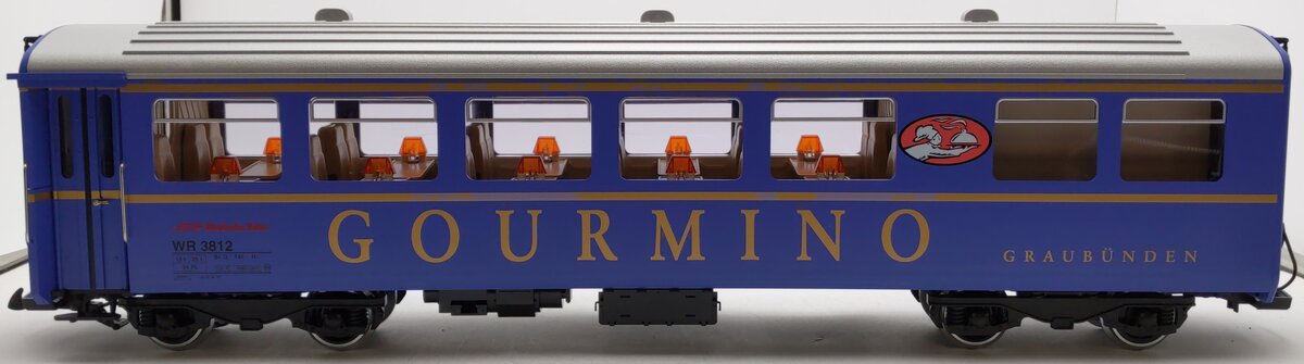 LGB 31680 G Scale RhB-Speisewagen Gourmino Passenger Car - Metal Wheels EX/Box