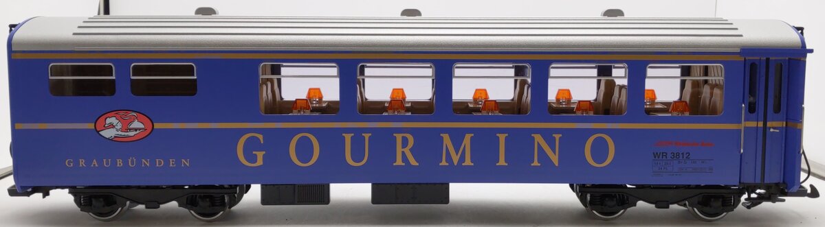 LGB 31680 G Scale RhB-Speisewagen Gourmino Passenger Car - Metal Wheels EX/Box
