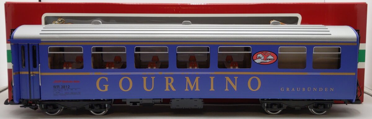 LGB 31680 G Scale RhB-Speisewagen Gourmino Passenger Car - Metal Wheels EX/Box