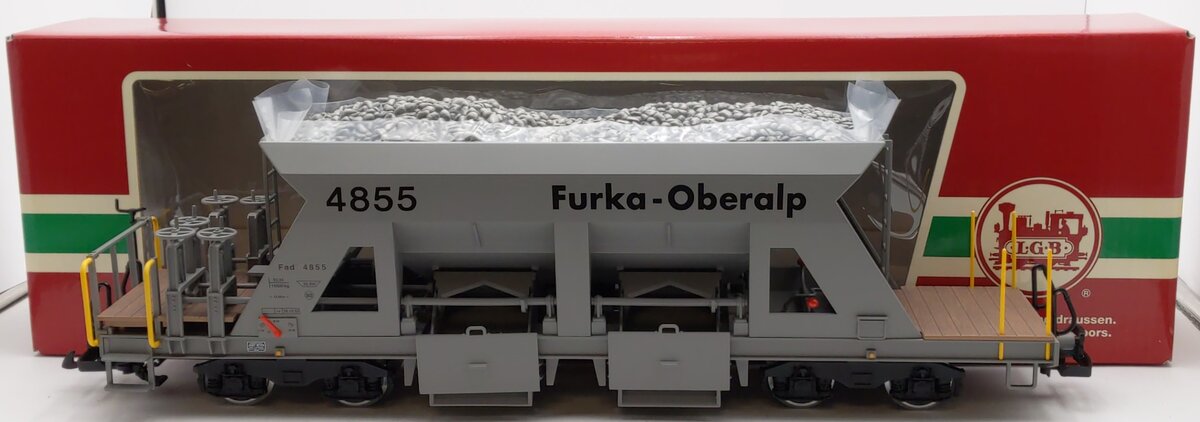 LGB 46693 G Scale Furka Oberalp Self Unloading Car #4855 (Metal Wheels) LN/Box