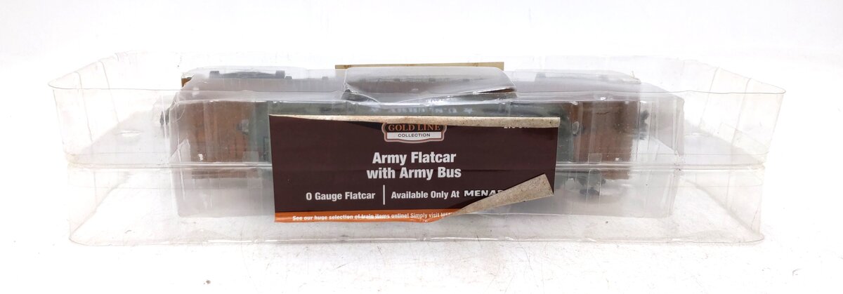 Menards 279-3432 O Gauge Army Short Flat Car w/ Army Bus #1244 MT/Box