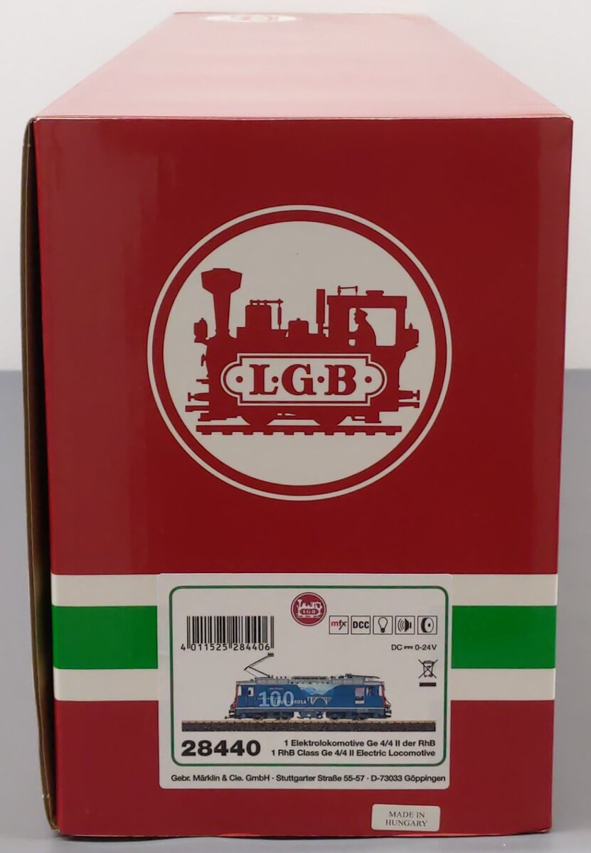 LGB 28440 G Scale RhB Electric Locomotive Ge 4/4 II EX/Box