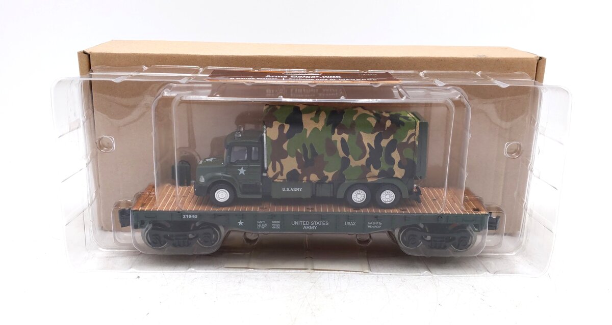 Menards 279-3475 O Gauge US Army Flatcar w/ Army Cargo Truck #21940 MT/Box