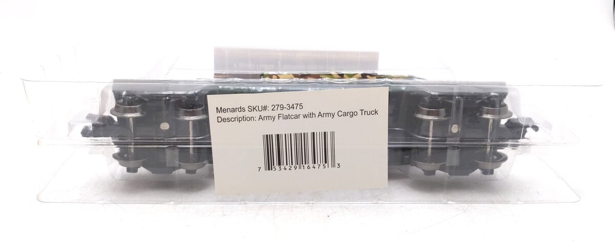 Menards 279-3475 O Gauge US Army Flatcar w/ Army Cargo Truck #21940 MT/Box