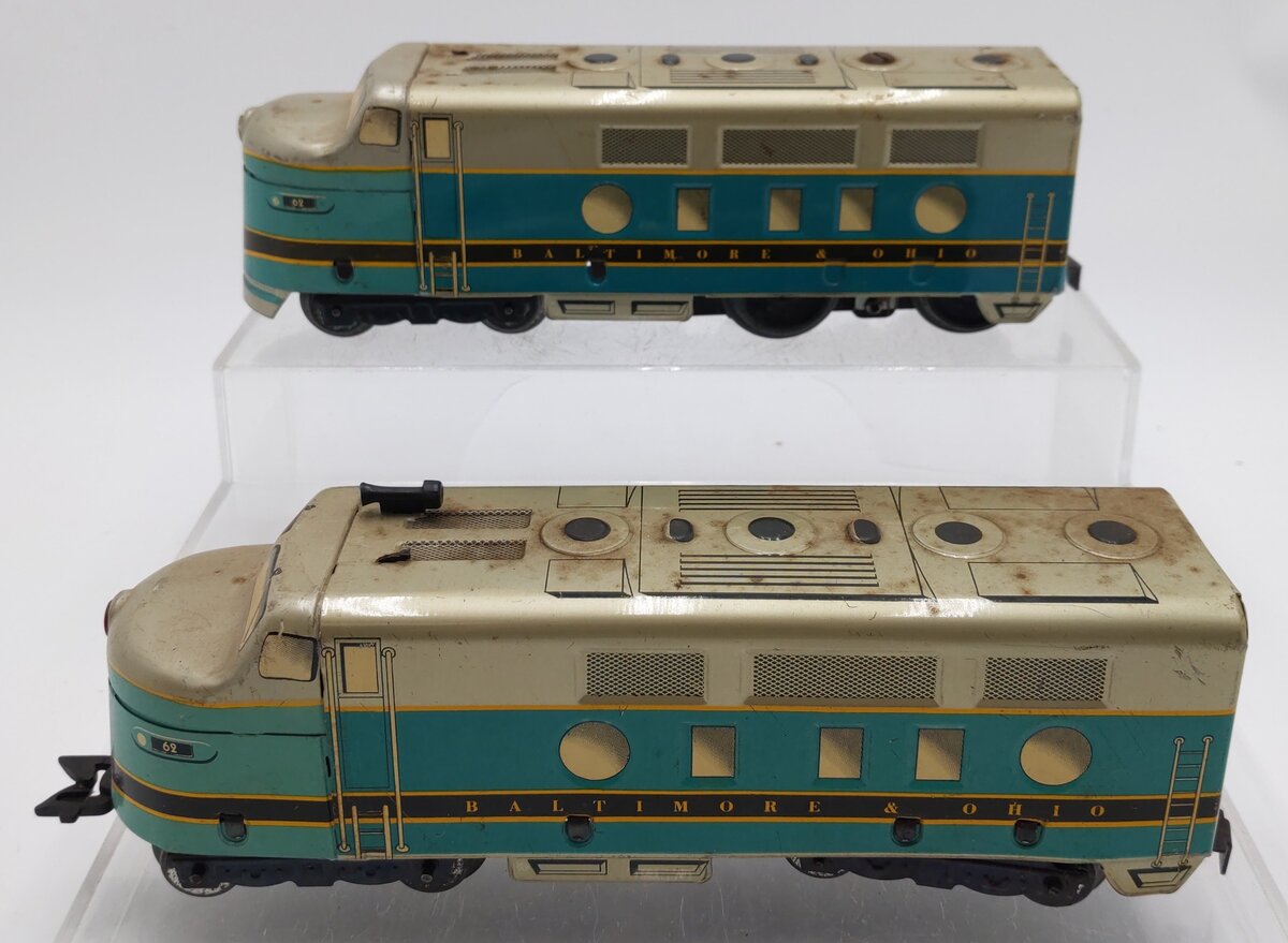 Marx 62 Vintage O Gauge Baltimore & Ohio F-3 AA Diesel Locomotives VG