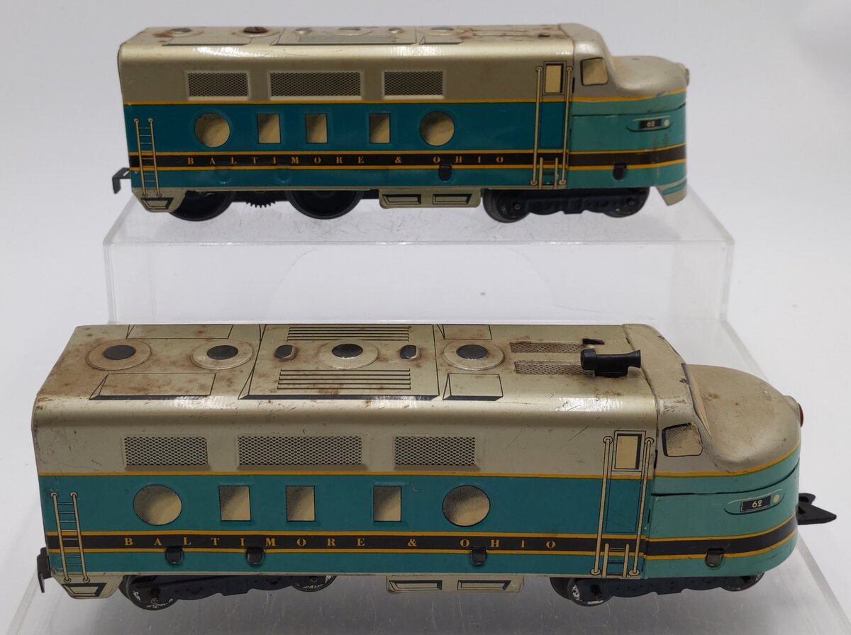 Marx 62 Vintage O Gauge Baltimore & Ohio F-3 AA Diesel Locomotives VG