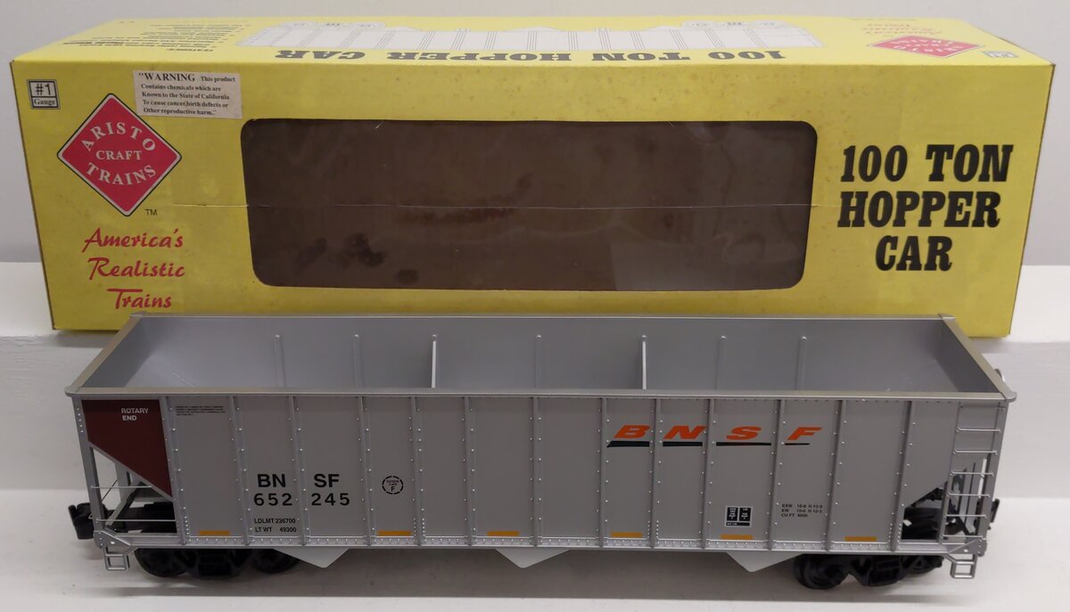 Aristo-Craft 41489PC-C G Scale BNSF 3-Bay 100 Ton Coal Hopper #652245 EX/Box