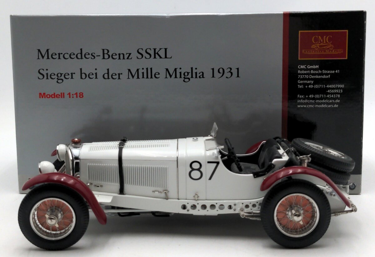 CMC M055 1:18 1931 Mercedes Benz SSKL Sieger Bei Der Miller Miglia Diecast Model LN/Box