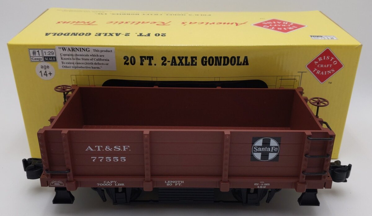 Aristo-Craft 40002 G Santa Fe 20 Foot Gondola #77555 EX/Box