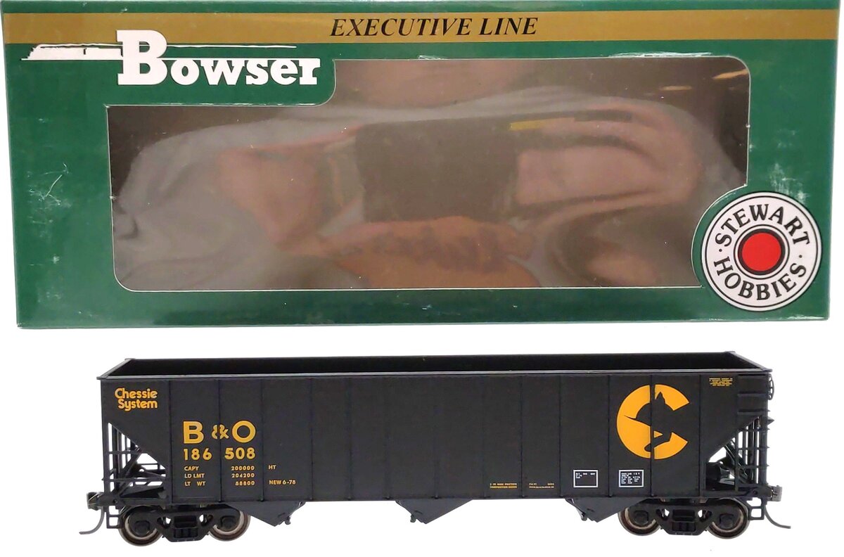 Bowser 40638 HO Scale Chessie/B&O 100-Ton Hopper #186508 LN/Box