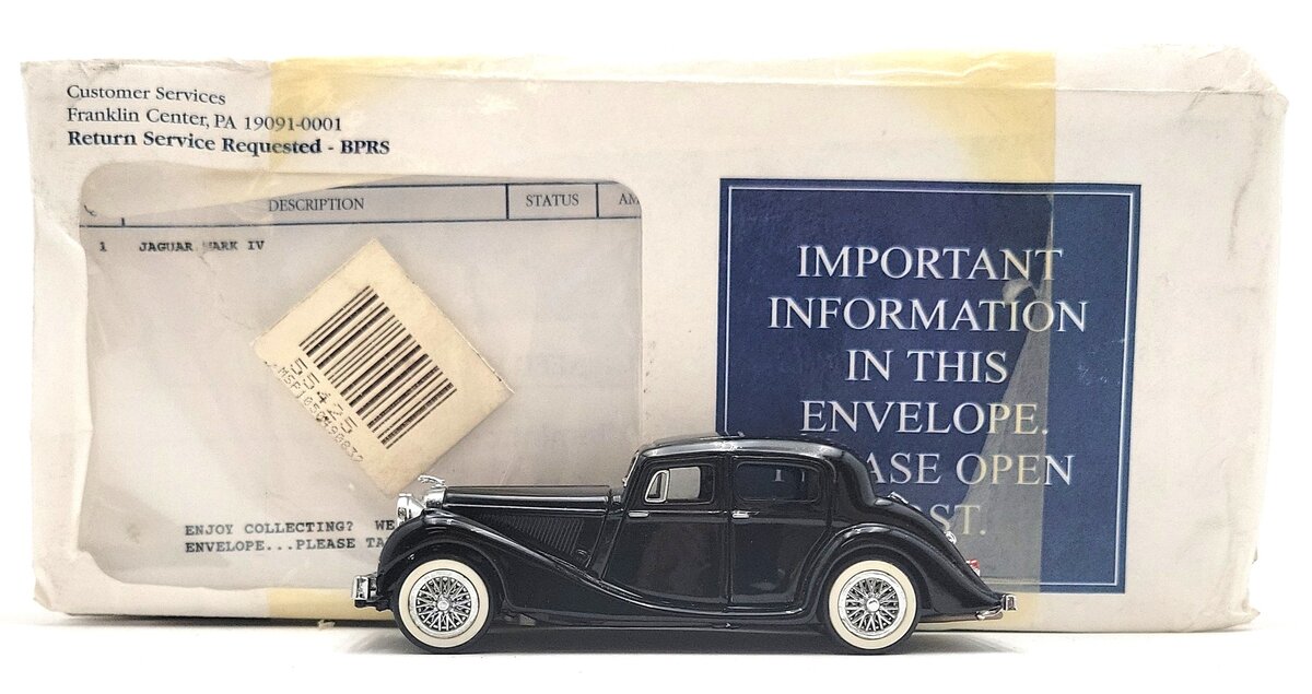 Franklin Mint B11PT89 1:43 Diecast 1946 Jaguar Mark IV Saloon LN/Box