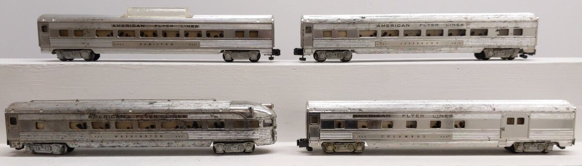 American Flyer S Gauge Vintage Chrome Passenger Cars: 960, 961, 962, 963 [4]