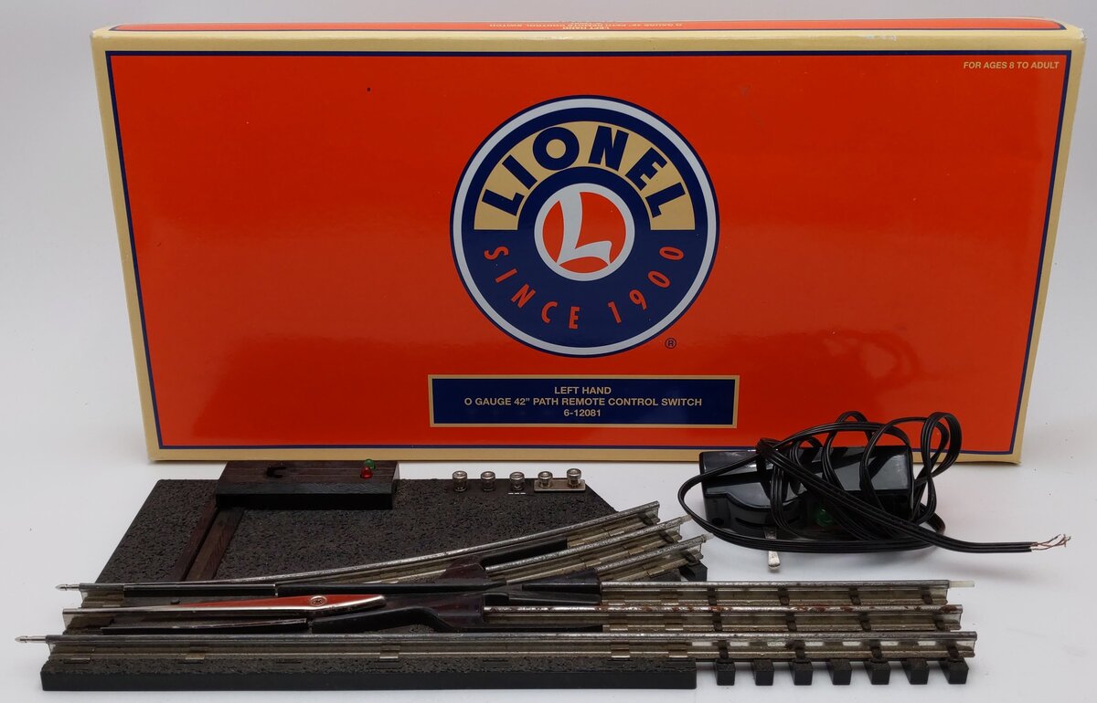 Lionel 6-12081 O 42" Remote-Control Left Hand Switch Turnout VG/Box