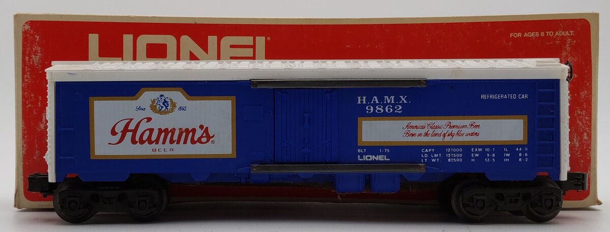 Lionel 6-9862 O Gauge Hamm's Beer Billboard Reefer Car VG/Box