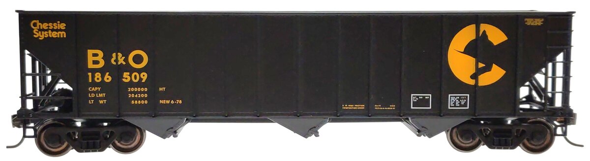 Bowser 40639 HO Scale Chessie/B&O 100-Ton Hopper #186509 LN/Box