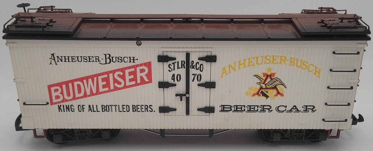 LGB 4070 G Scale Budweiser Woodside Reefer Car #4070 EX/Box