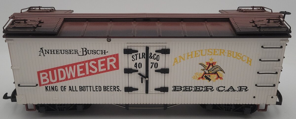 LGB 4070 G Scale Budweiser Woodside Reefer Car #4070 EX/Box