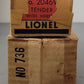 Lionel 736 Vintage O 2-8-4 Lionel Lines Diecast Steam Locomotive w/ 2046W Tender VG/Box