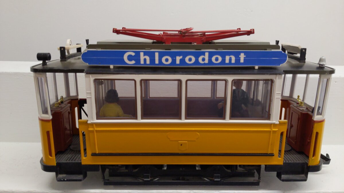 LGB 2035 G Scale Unlettered Yellow Motorized Trolley EX