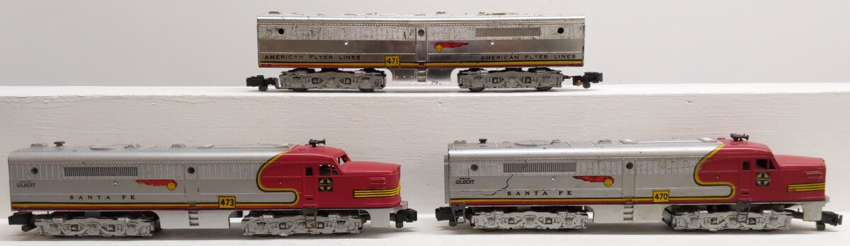American Flyer S Gauge Vintage ATSF ABA Diesel Locomotives: 470, 471, 473 [3]