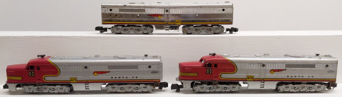 American Flyer S Gauge Vintage ATSF ABA Diesel Locomotives: 470, 471, 473 [3]
