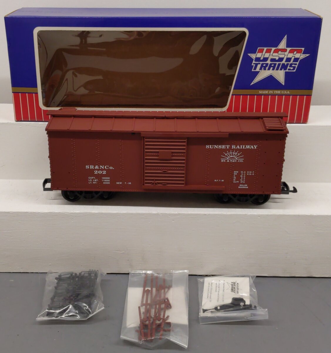 USA Trains 202 G Sunset Railway Steel Side Single Door Boxcar EX/Box