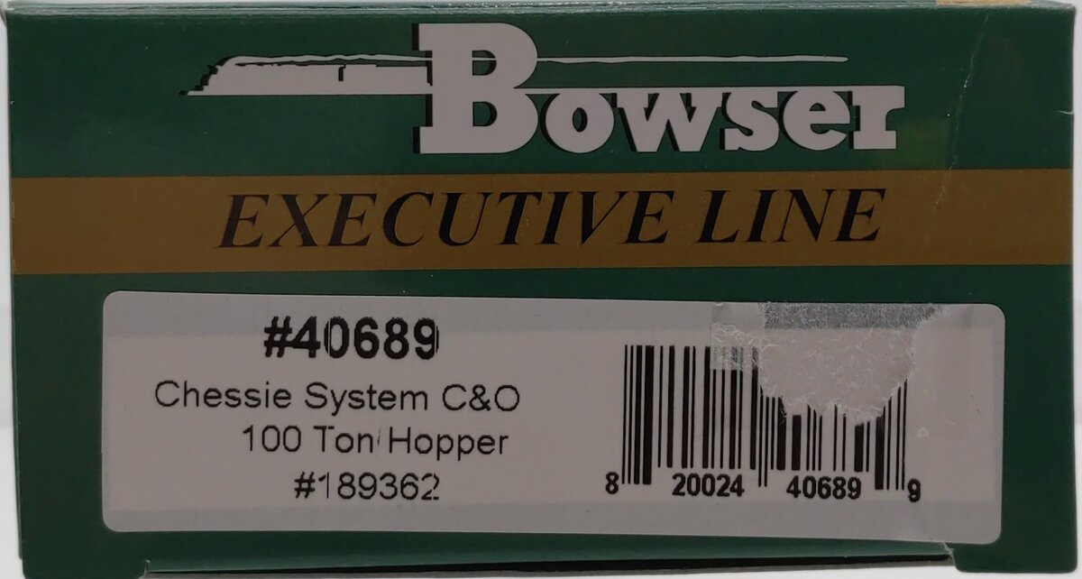 Bowser 40689 HO Scale Chessie/C&O 100T Hopper #189362 LN/Box