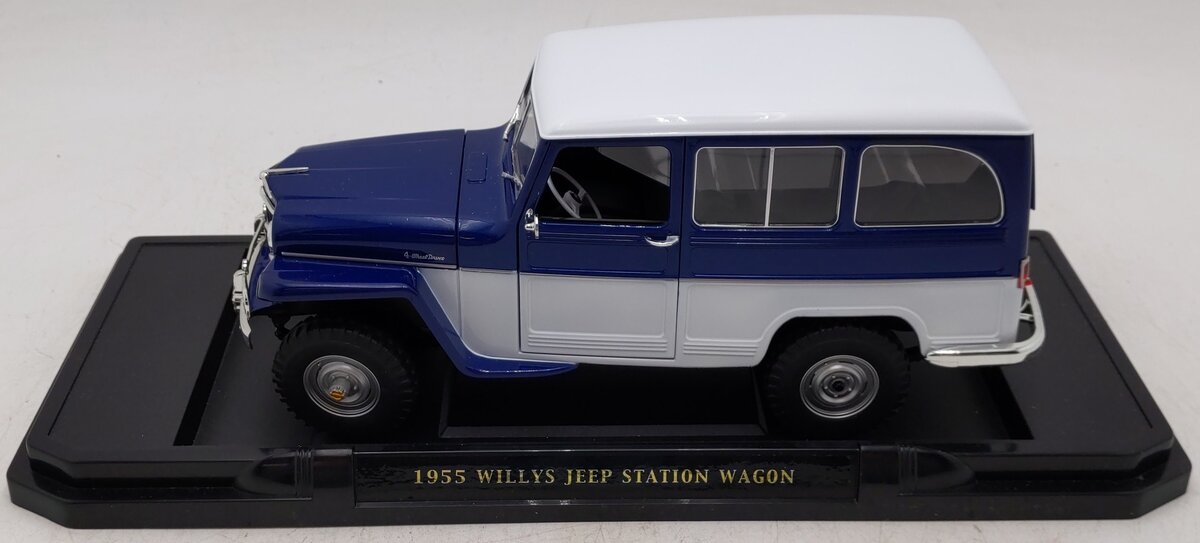 Road Signature 92858 1:18 Diecast Blue 1955 Willys Jeep Station Wagon EX/Box