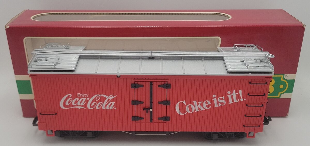 LGB 4072 G Scale Coca-Cola "Coke is It!" Reefer Car - Plastic Wheels EX/Box