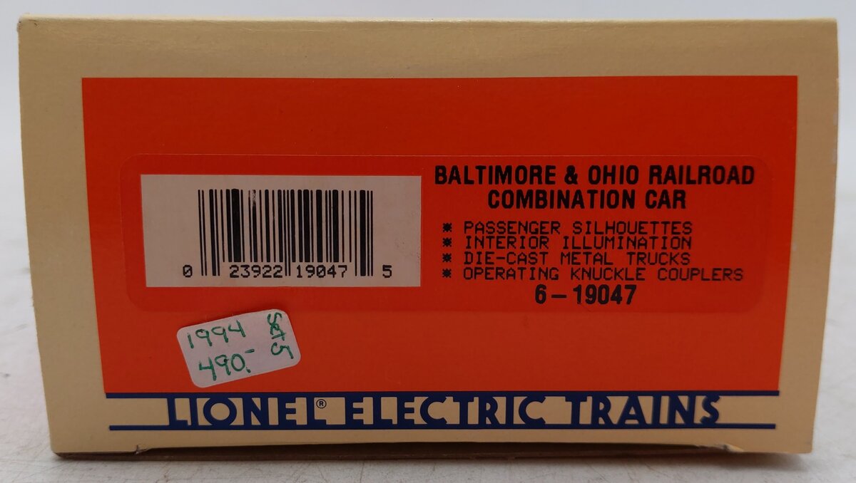 Lionel 6-19047 O Baltimore & Ohio Railroad Combine Car EX/Box