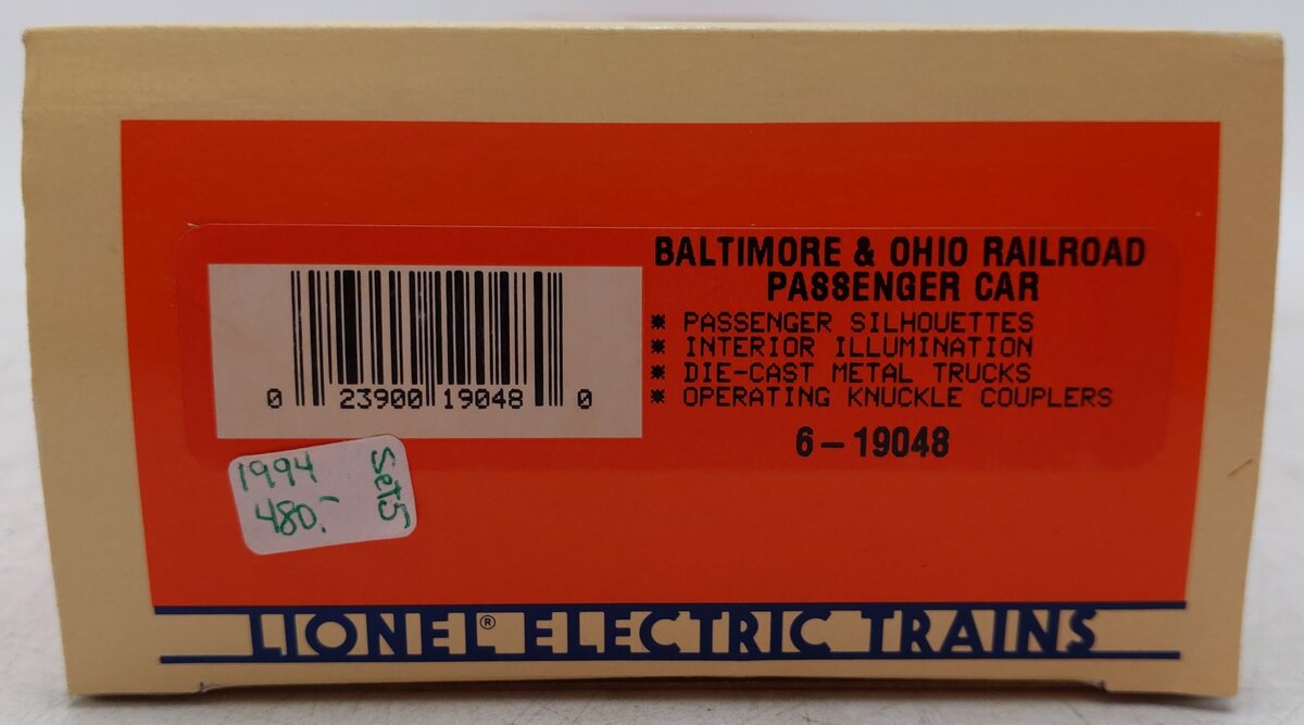 Lionel 6-19048 O Baltimore & Ohio Railroad Passenger Car EX/Box