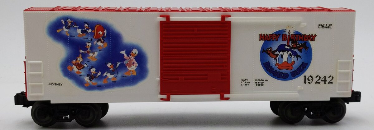 Lionel 6-19242 O Gauge Disney Donald Duck 50th Anniversary Hi Cube Boxcar #19242 LN/Box